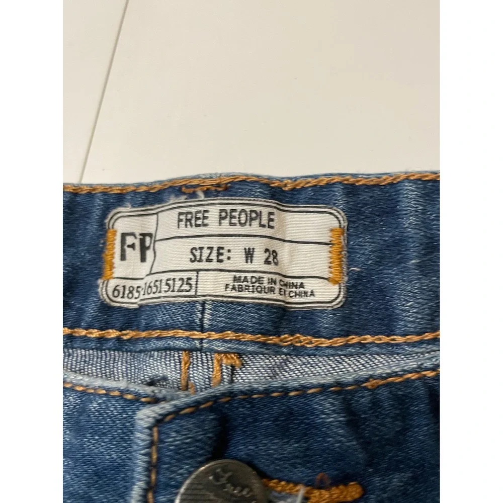 Free People Womens Distressed Skinny Jeans Blue Denim Low Rise Size 28